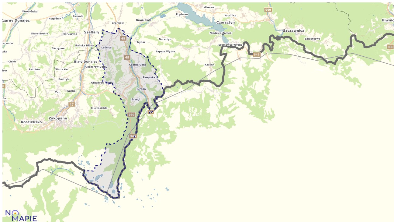 Mapa obszarów ochrony przyrody Bukowiny Tatrzańskiej