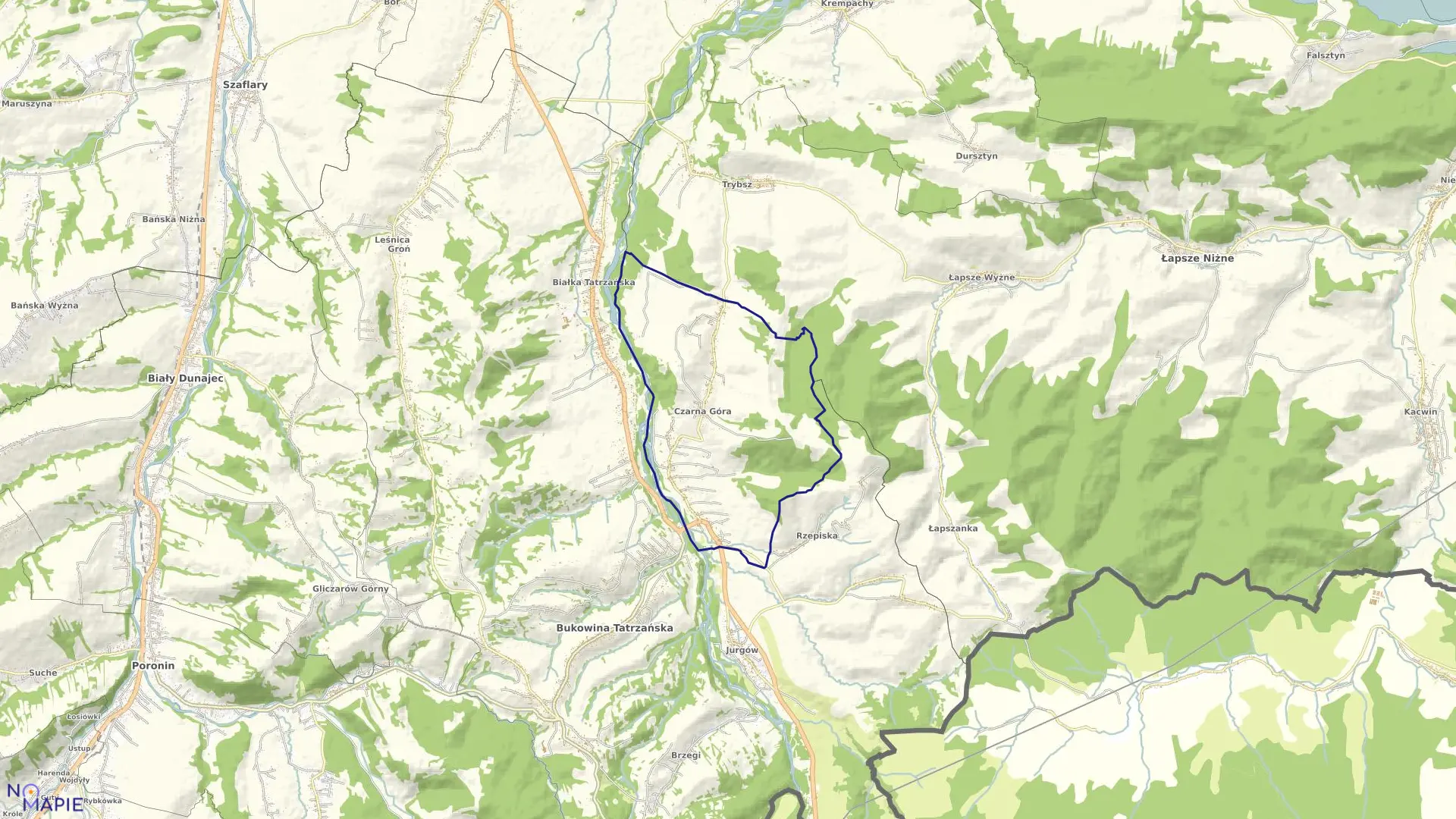 Mapa obrębu Czarna Góra w gminie Bukowina Tatrzańska